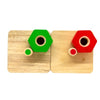 nut and thread toy green and red by muro
