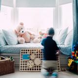 Muro boards can be set up in anyway you like. Here is the wooden toy is displayed sideways free standing.